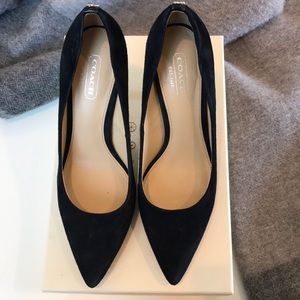 Coach Ellin Kidsuede and Patent Black Heels